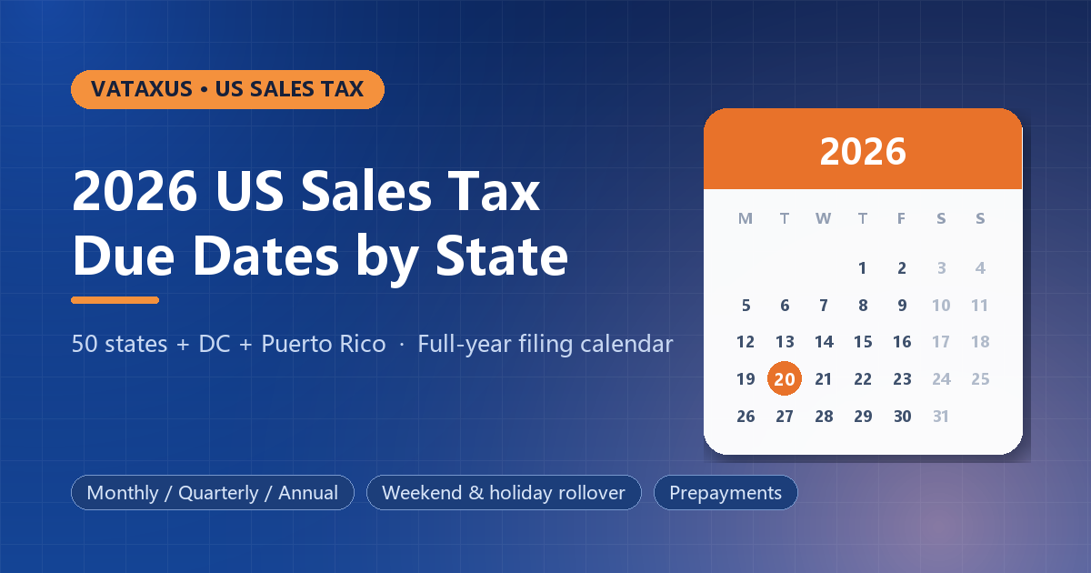 2026 US sales tax due dates by state